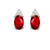 Garnet Stud Earrings with Diamonds