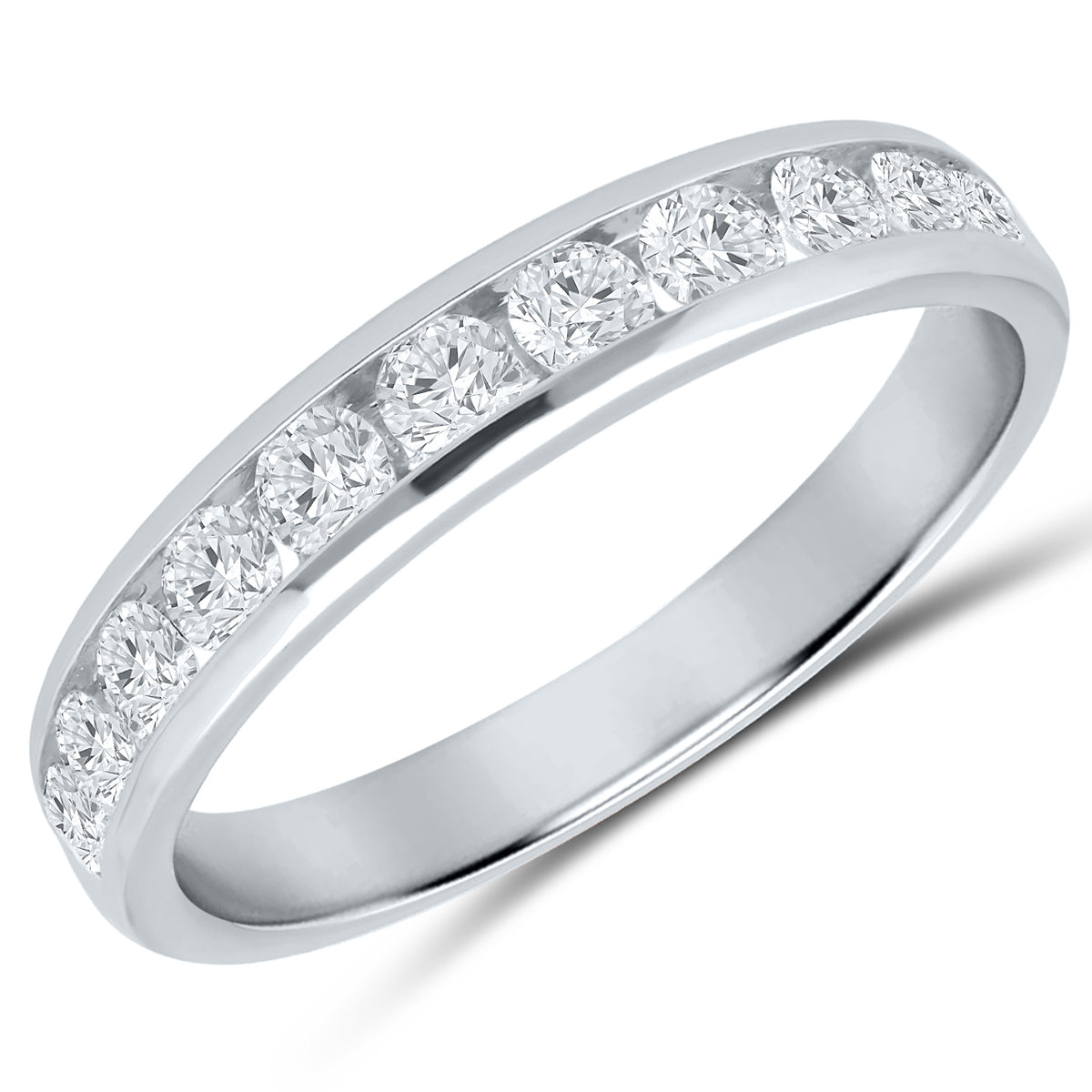 White gold diamond channel-set anniversary band, 0.75ctw