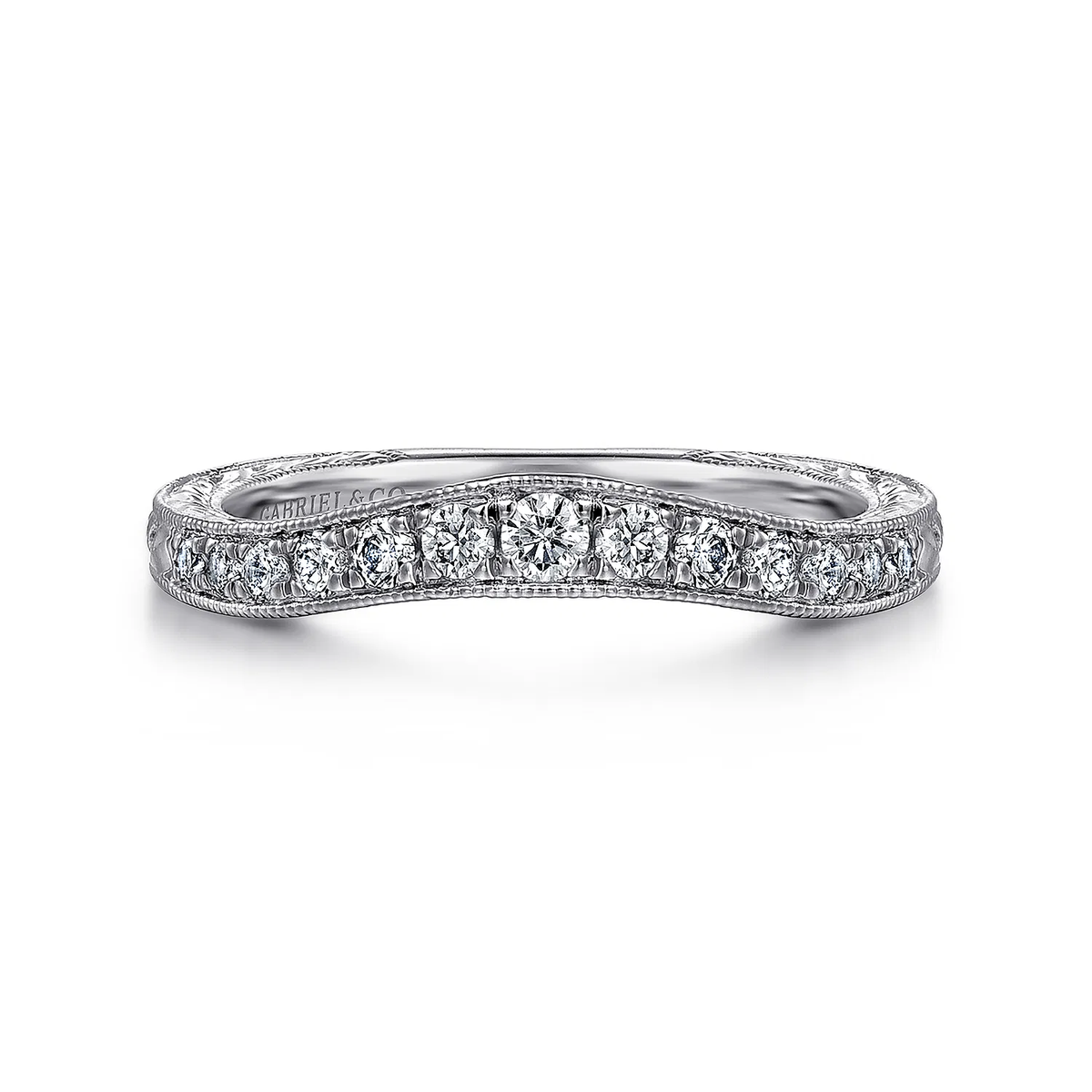 Vintage Inspired Curved Diamond Anniversary Band