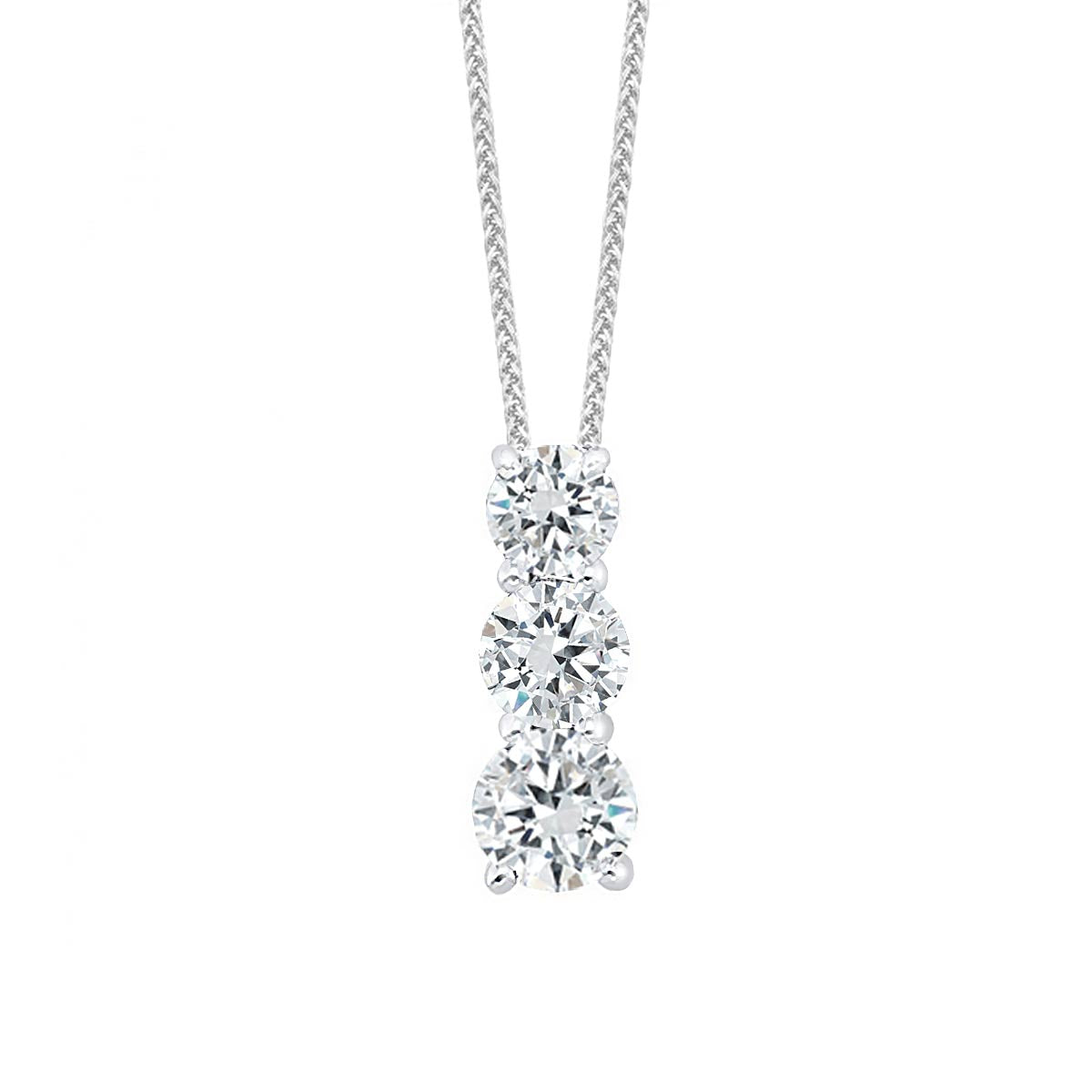 Graduated Diamond Pendant in Sterling Silver, 1/4 twt