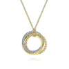 Bujukan Yellow and White Gold Diamond Interlocking Circle Pendant Necklace, 0.26 cttw