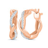 Infinity Diamond Huggie Twist Earrings in Rose Gold, 0.05 cttw