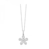 Tapered Baguette and Round Diamond Flower Pendant Necklace in White Gold, 0.50 cttw