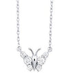 Round Diamond Butterfly Pendant Necklace in White Gold, 0.20 cttw