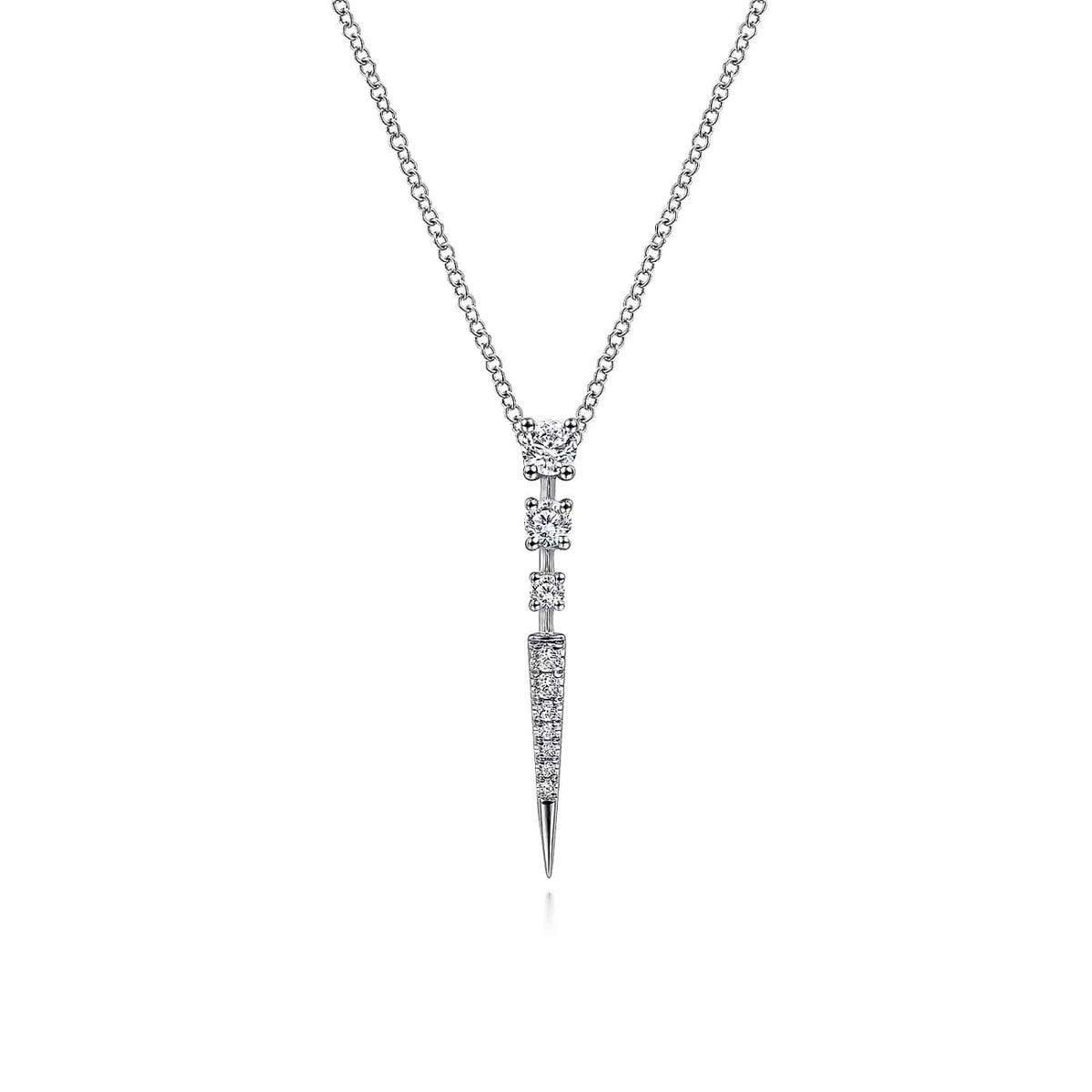 Geometric White Gold Diamond Spike Drop Pendant Necklace, 0.31 cttw