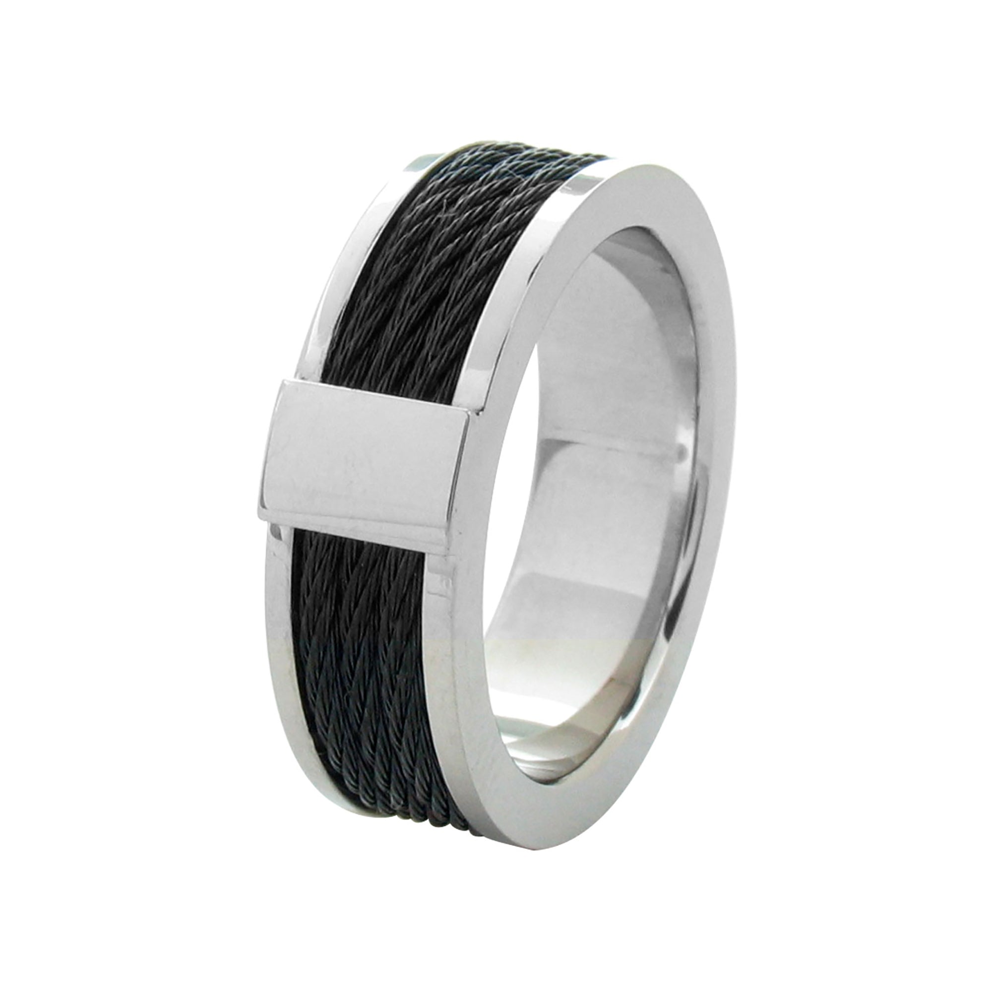 Inox Stainless Steel Band with Black Cable Detail- Size 10