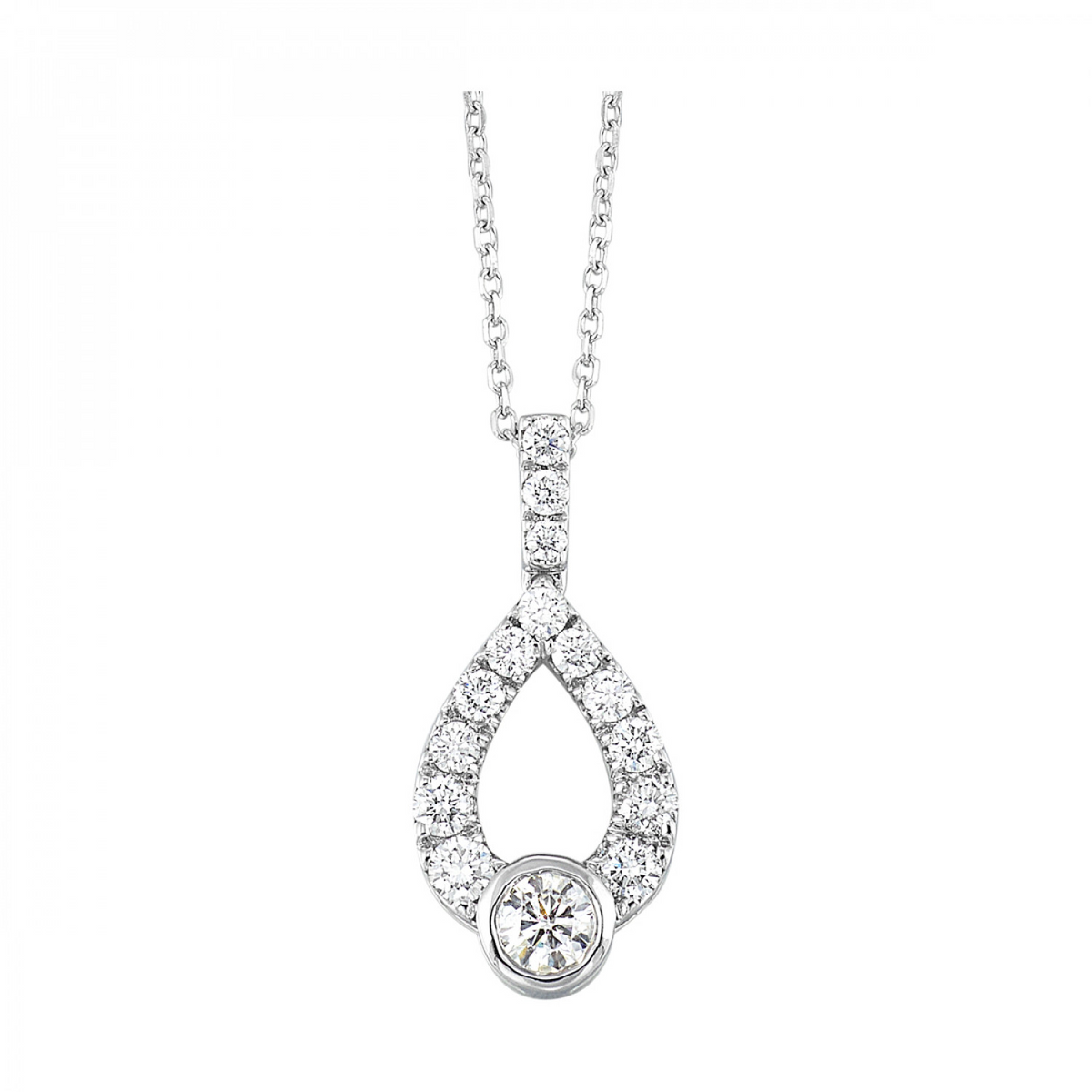 Love&#39;s Crossing Diamond Teardrop Pendant Necklace, 0.50cttw