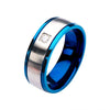 Stainless steel &amp; Blue Plated Ring with Cubic Zirconium