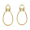 Elegant Yellow Gold Diamond Oval Dangle Earrings, 0.10 cttw
