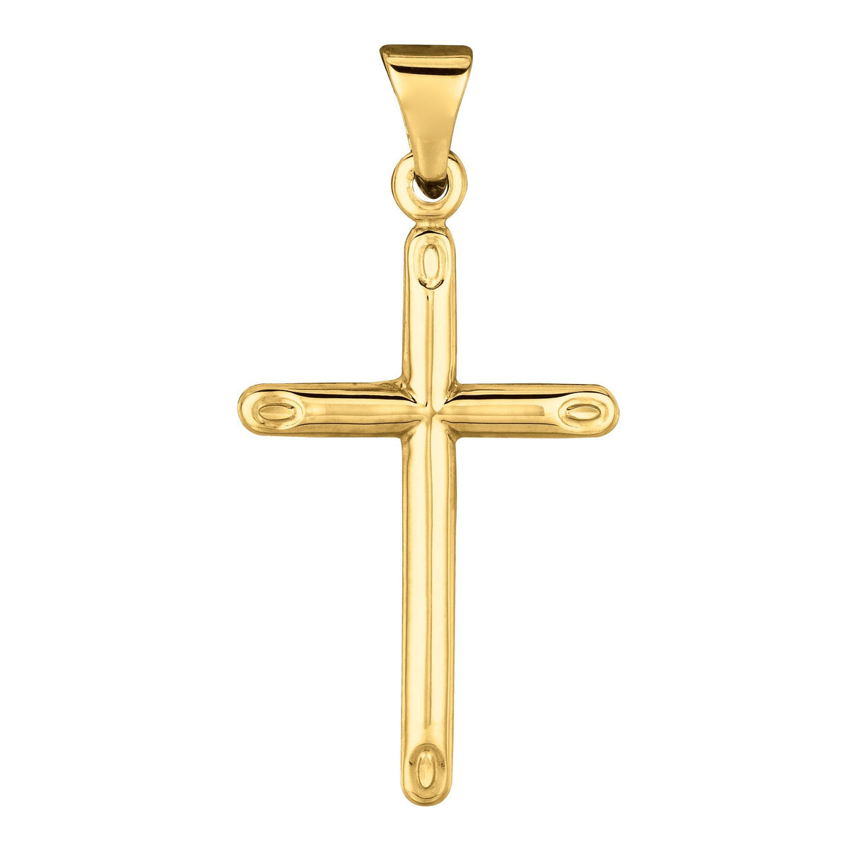 Rounded Tapered Edge Cross Pendant in 14k Yellow Gold