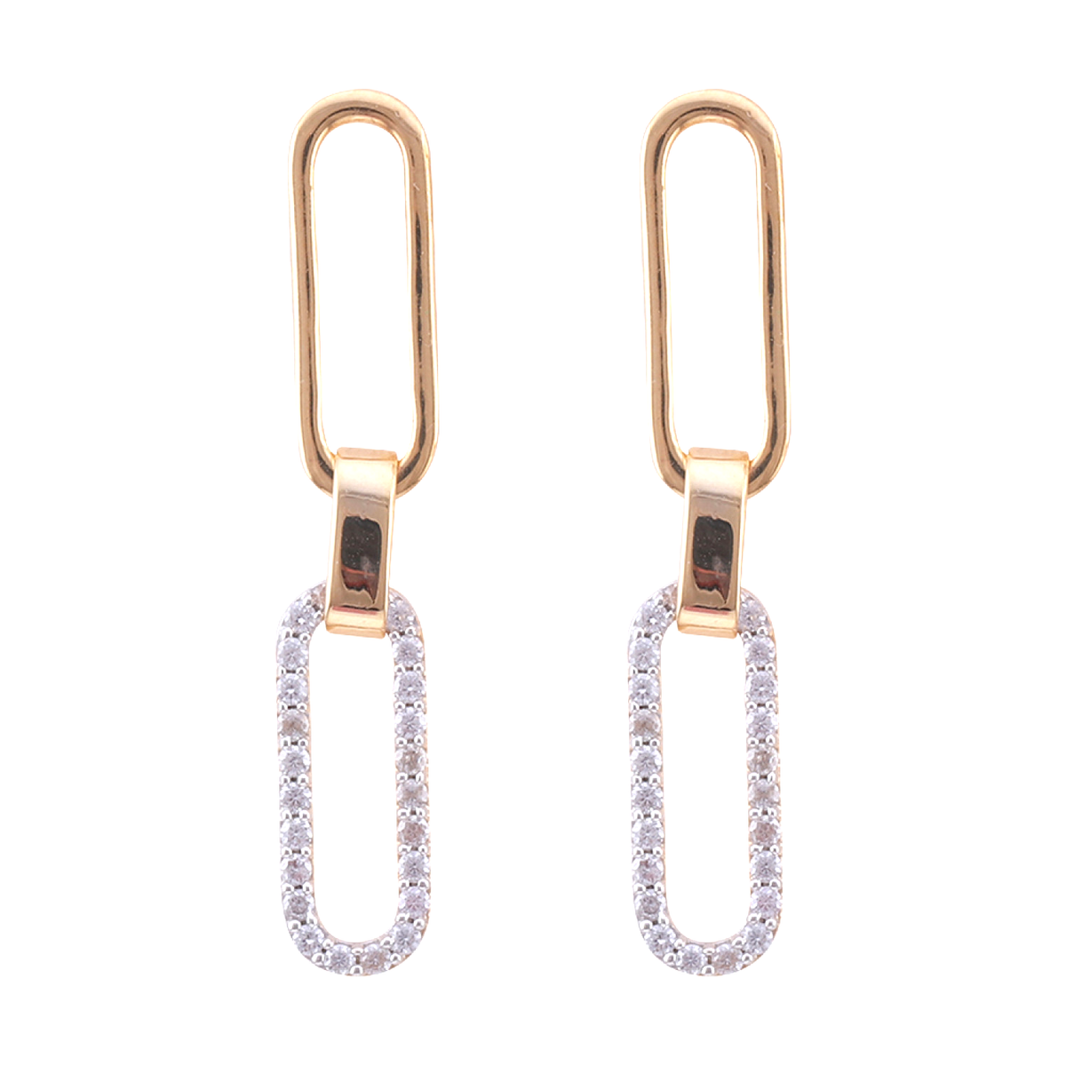 Yellow Gold Diamond Paperclip Dangle Earrings, 0.33 cttw