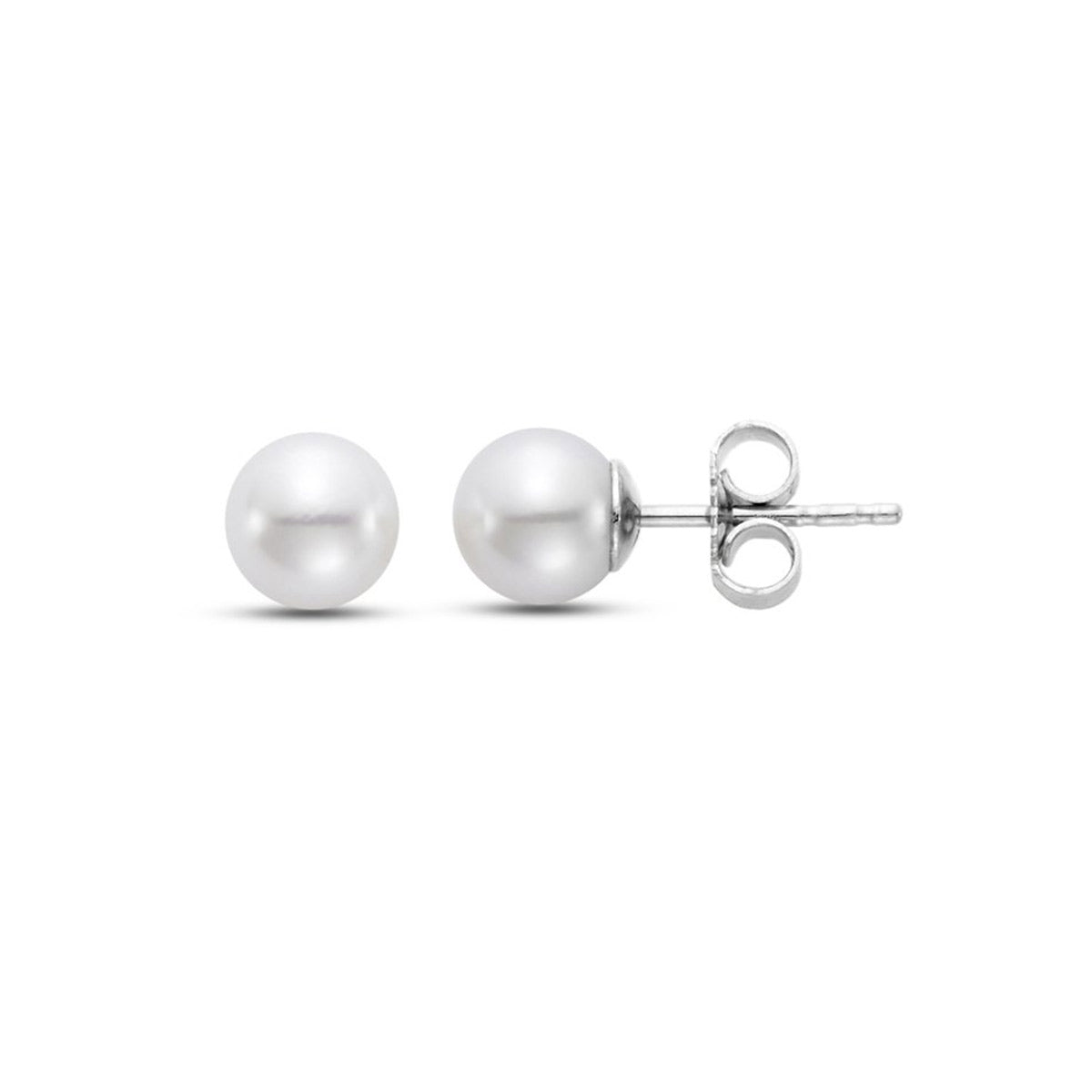 Freshwater Pearl Studs in 14k White Gold, 5.5-6mm
