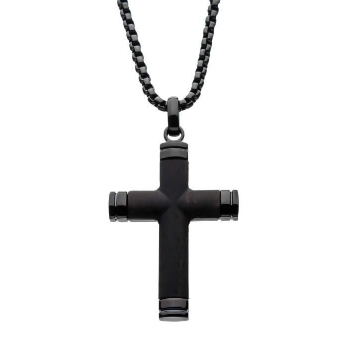 Inox Ebony Wood and Stainless Steel Cross Pendant