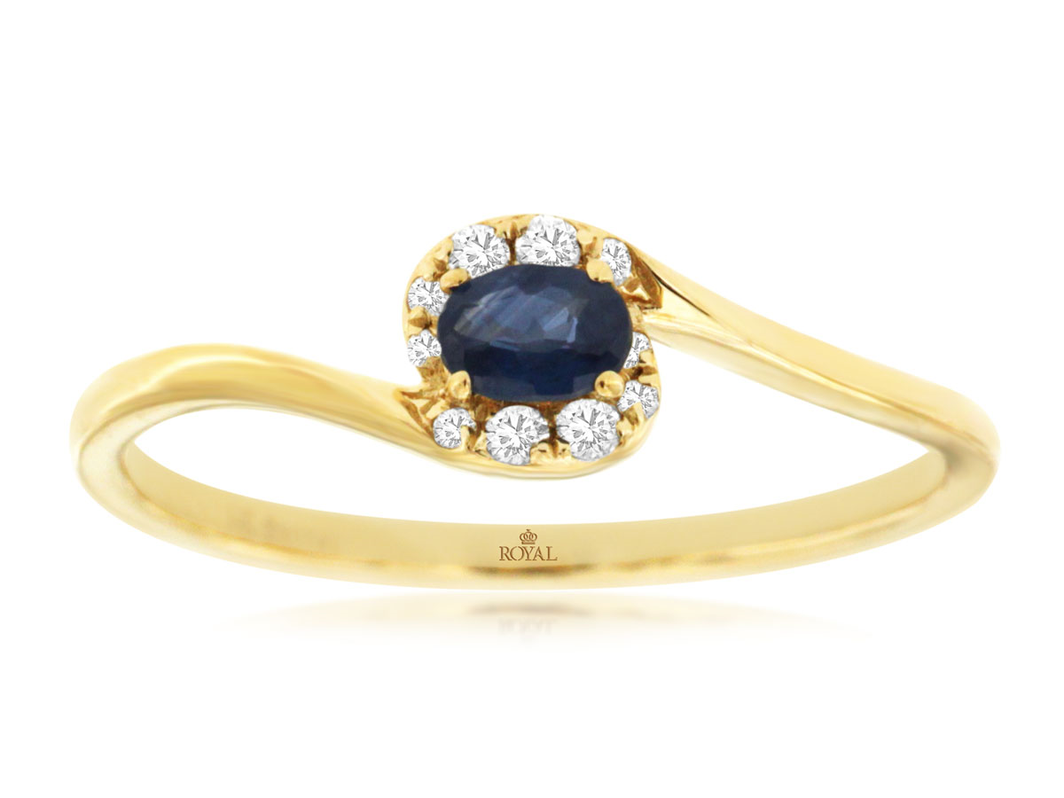 Oval Sapphire and Diamond Halo Bypass Ring