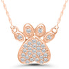 Paw-Shaped Diamond Pendant Necklace in Rose Gold, 0.10 cttw