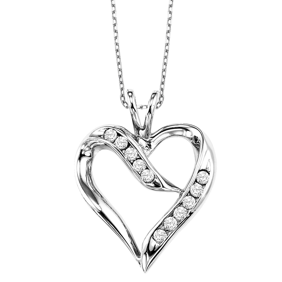 Diamond Heart Pendant in Sterling Silver