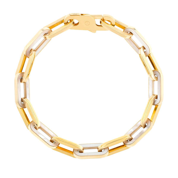 14K Mother of Pearl Paperclip Gem Link Bracelet - JusticeJewelers
