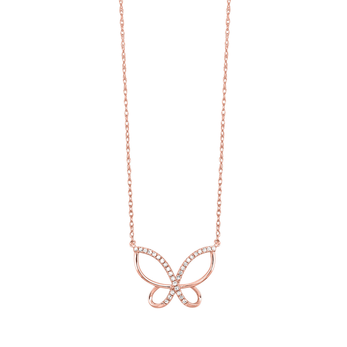 Diamond Butterfly Pendant in Rose Gold