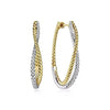 Twisted 35mm Diamond Hoop Earrings in Yellow and White Gold, 0.62 cttw