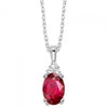 Oval Ruby and Diamond Pendant - July Birthstone