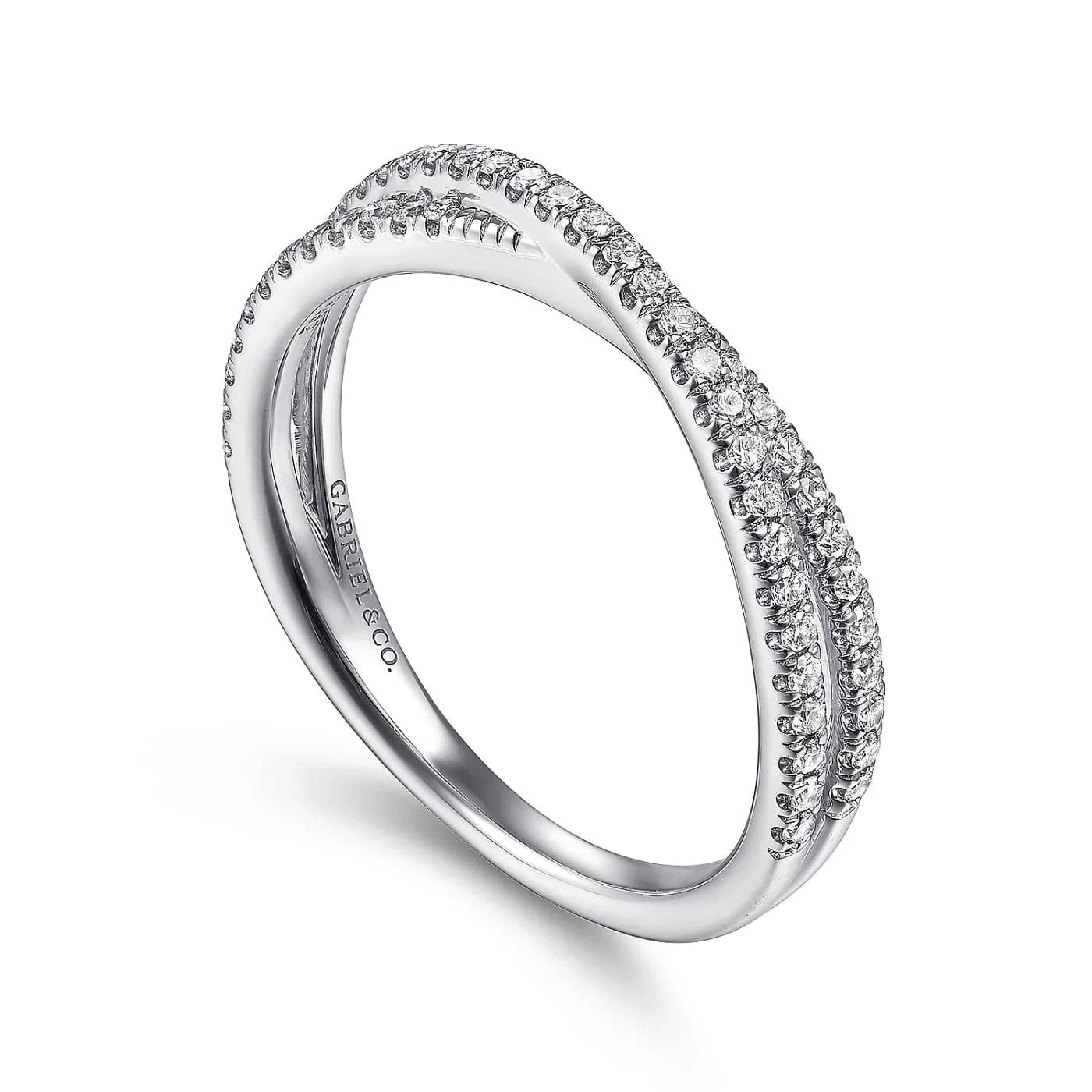 White Gold Diamond Criss Cross Ring, 0.28 cttw