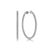 French Pavé Diamond Inside Out Hoop Earrings in White Gold, 1.0 cttw