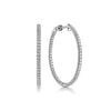 French Pavé Diamond Inside Out Hoop Earrings in White Gold, 0.70 cttw