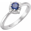 Lab Created Sapphire Ring with Diamonds