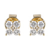 Round Diamond Flower Stud Earrings in Yellow Gold, 0.33 cttw