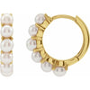Trendy Freshwater Pearl 15.5mm Hoop Huggie Earrings in 14k Yellow Gold