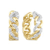 Diamond Link Hoop Earrings in Yellow Gold