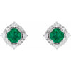 Lab Created Emerald Earrings with Diamonds