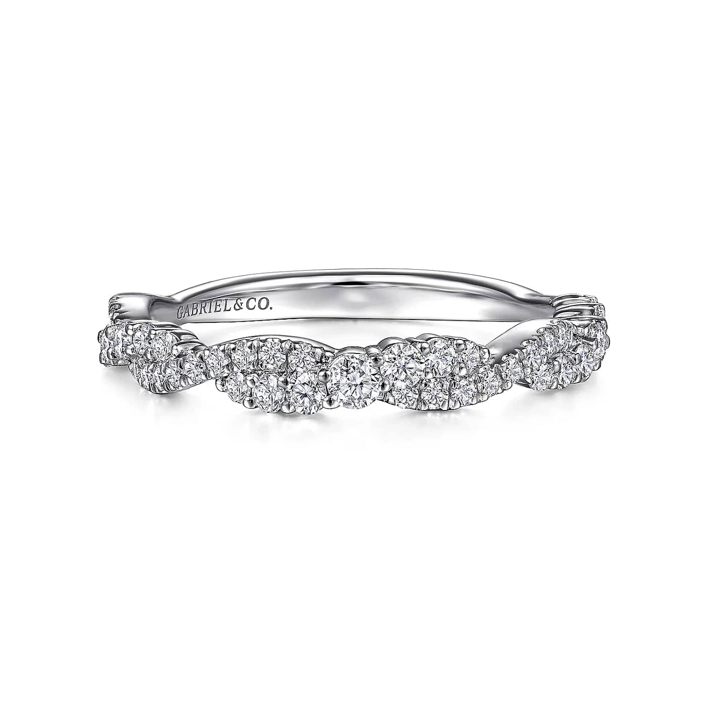 White Gold Diamond Twist Stackable Ring, 0.43 cttw