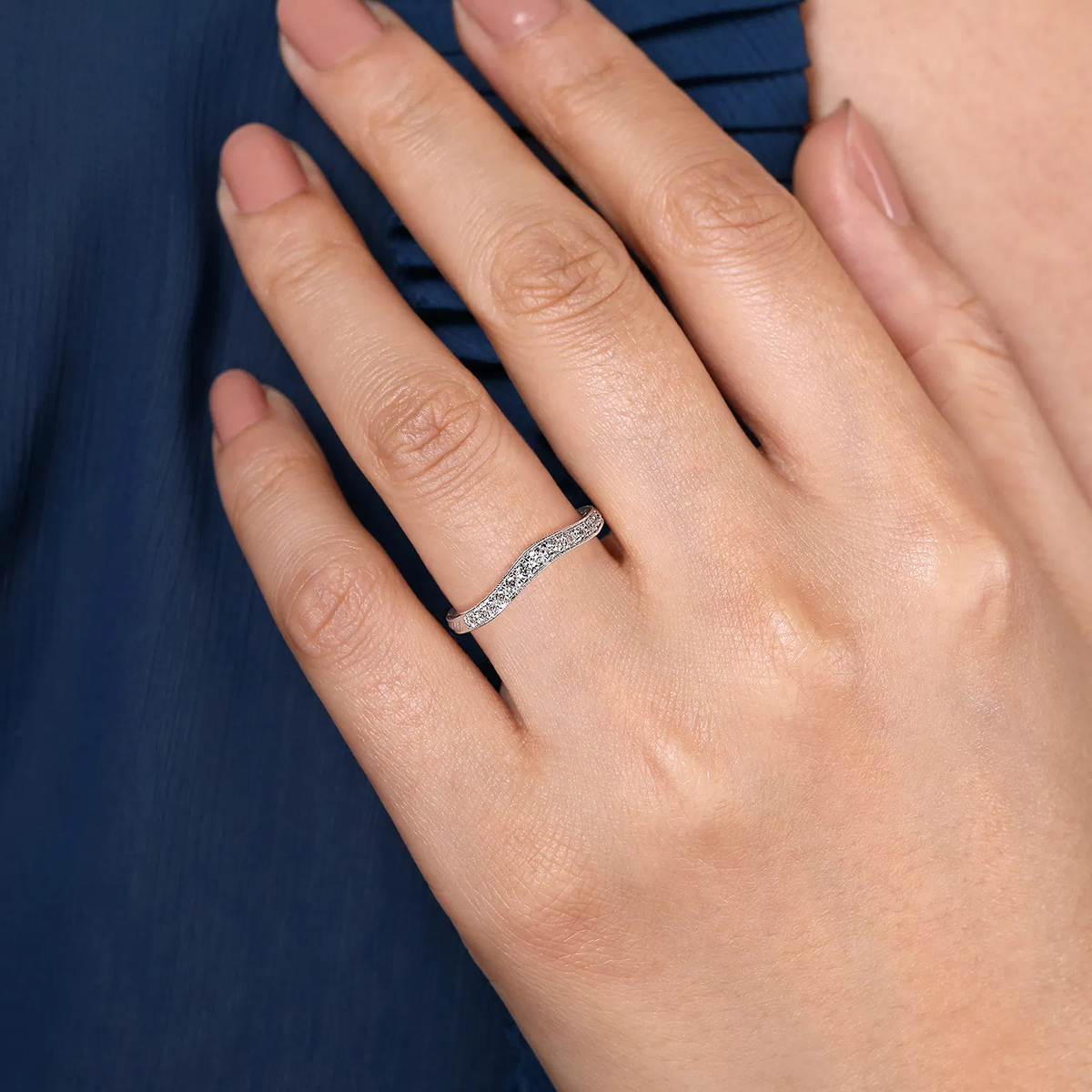 Vintage Inspired Curved Diamond Anniversary Band