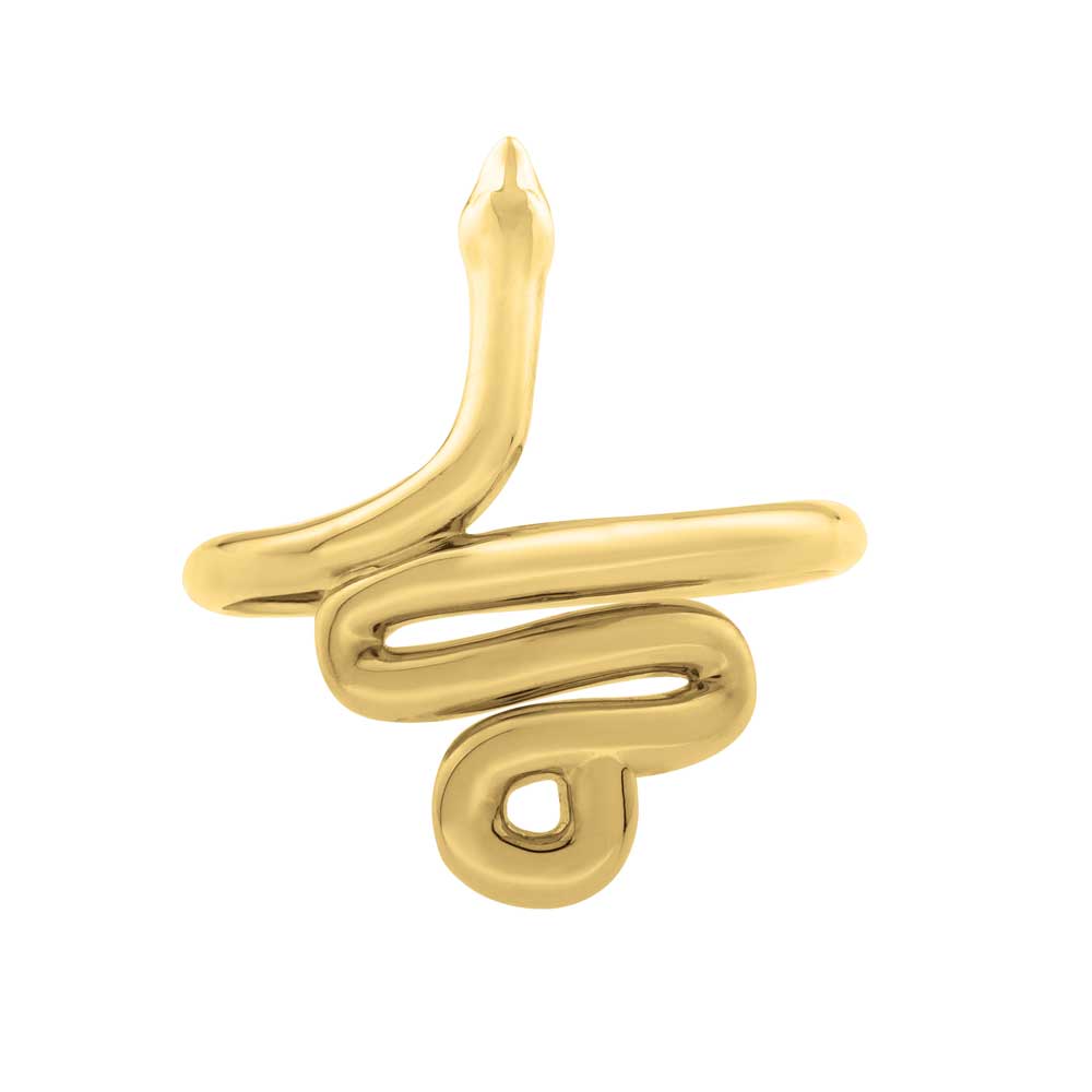 Serpentine Snake Ring in 14k Yellow Gold