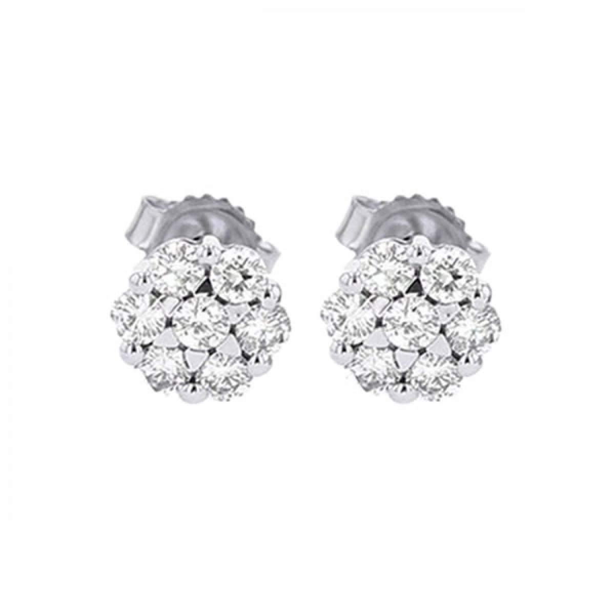 Timeless Round Cut Diamond Cluster Stud Earrings, 0.50 cttw