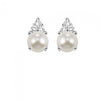 Pearl Stud Earrings with Diamonds