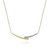 Bujukan Diamond Beaded Bar Necklace in White and Yellow Gold, 0.17 cttw