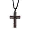 Black plated damascus Steel cross with Ebony Wood Inlay