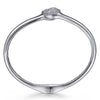 Bujukan White Sapphire Hinged Bypass Cuff Bangle Bracelet in Sterling Silver