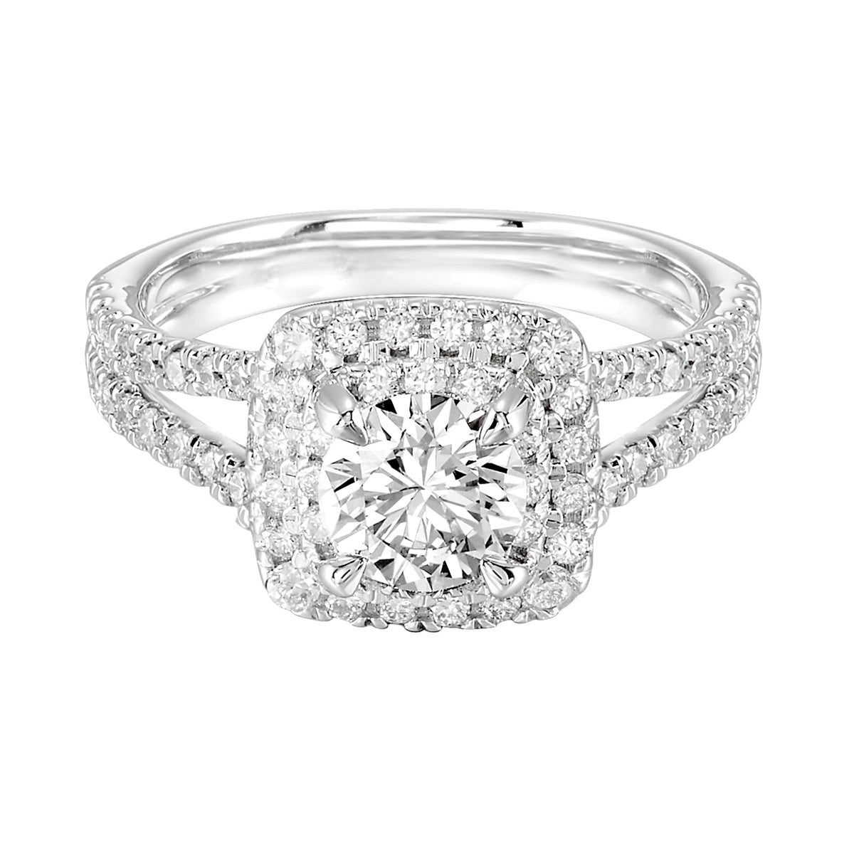 Cushion Halo Engagement Ring with Lab Created Diamond- 1.37 ctw.