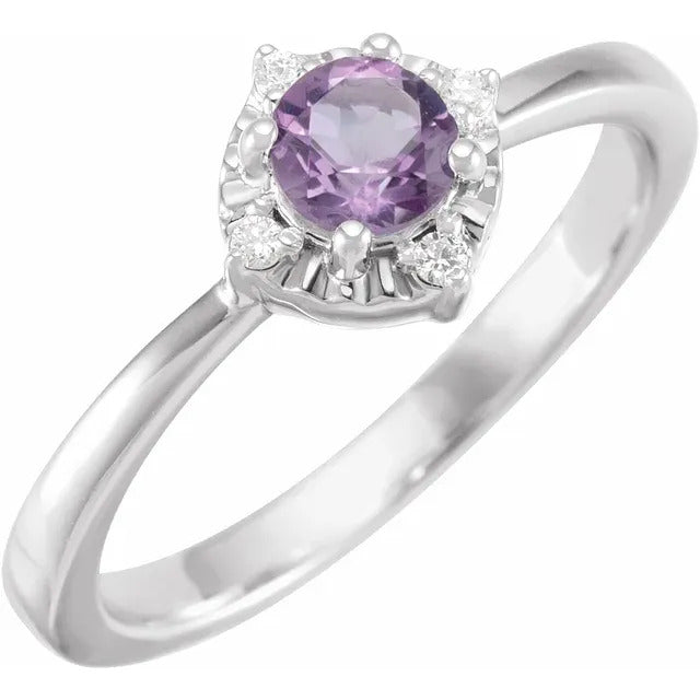 Amethyst Ring with Diamonds