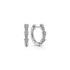 Tapered Pave Diamond Huggie Earrings in White Gold, 0.20 cttw
