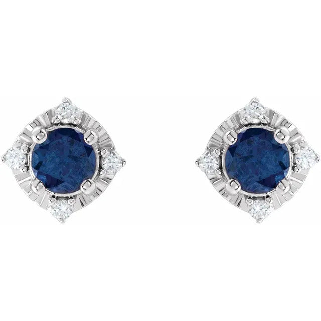 Lab Created Sapphire Earrings with Diamonds