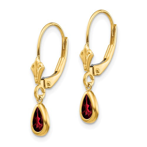14KY Gold Pear Garnet & Diamond Dangle Earrings | Franzetti Jewelers |  Austin, TX