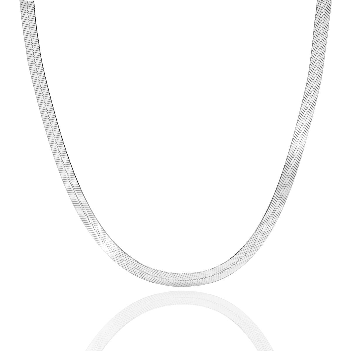 Classic Herringbone Necklace in 14k White Gold, 4.6mm