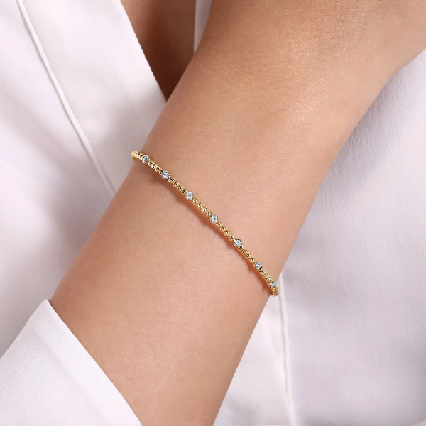 Yellow and White Gold Diamond Bujukan Cuff Bracelet