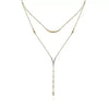 Diamond Layered Chevron Lariat Necklace in White and Yellow Gold, 0.20 cttw