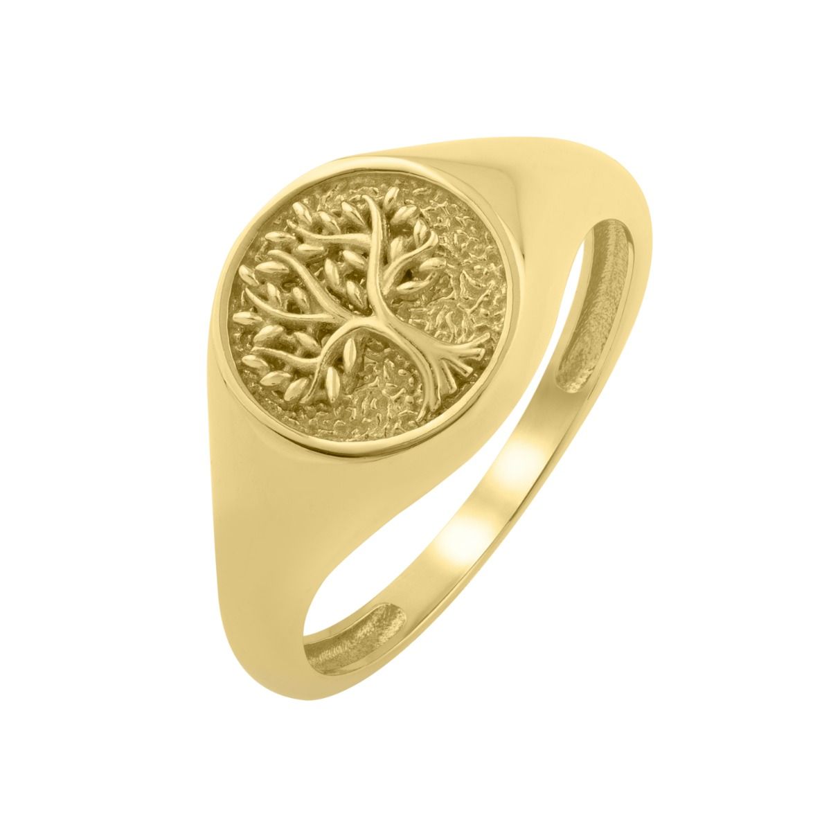 Tree of Life Signet Ring in 14k Yellow Gold