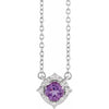 Amethyst Necklace with Diamond Halo